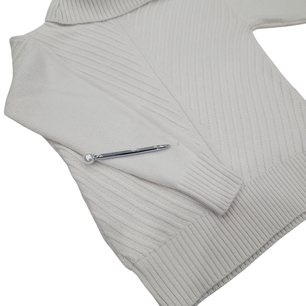 Eclipse Mitered Turtleneck Sweater Knit Neutral Cream White Pullover Wom… - Picture 12 of 16